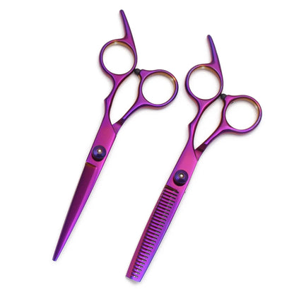 Hairdressing Scissors Japan Stainless Hair Scissors Purple Hair Cutting Scissors Barber Shop Thinning Shears Set Comb C1001