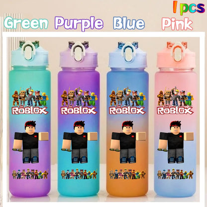 Roblox Anime Cartoon Straw Drink Bottle 750ml Gradient Color Water Cup Game Student Daily Necessities Gourde Boy Holiday Gift