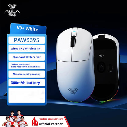 AULA V9 V9+ Wireless Mouse Tri Mode Bluetooth Lightweight Mouse E-sports Gaming Mice Esports Gaming Mice PC Accessories Gifts