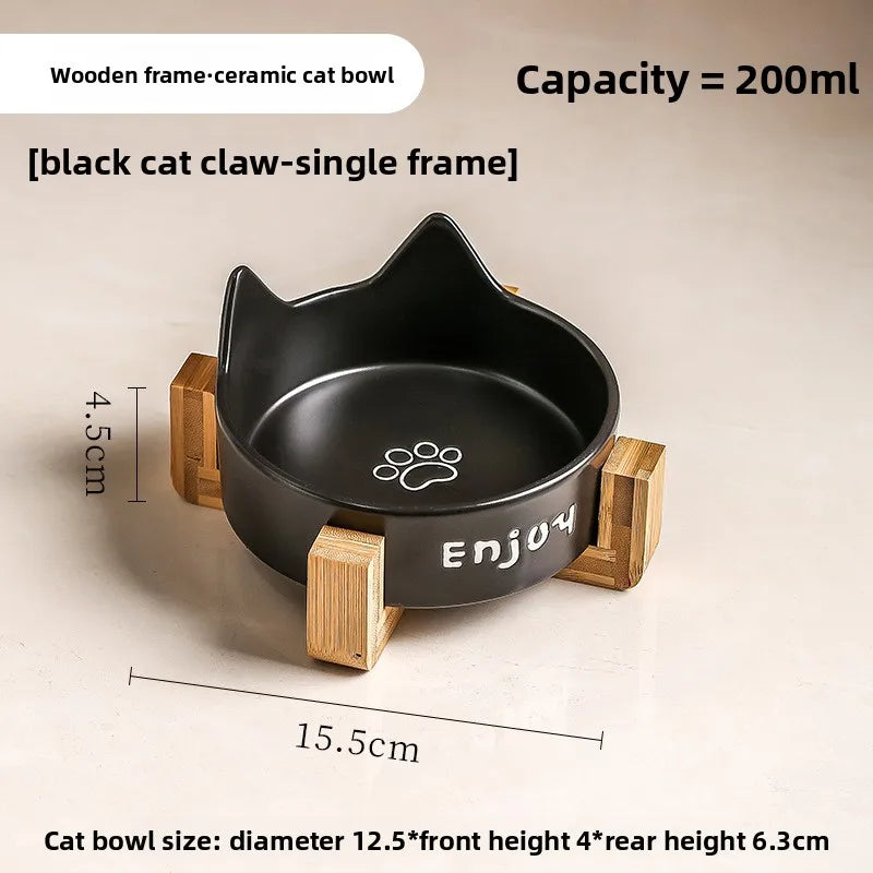 Cat Bowl Black Ceramic Dog Bowl Black Bowl Cat Food Bowl Dog Bowl Dog Drinking WaterCatFood Bowl Pet Water Bowl Anti-overturning