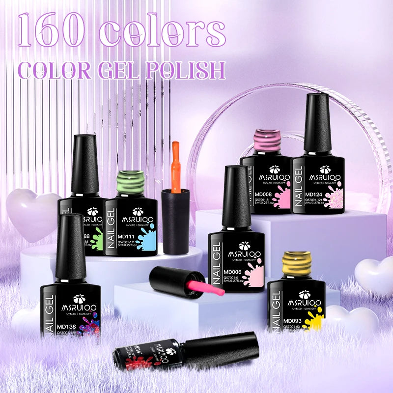 MSRUIOO 6Pcs/Set Colorful Gel Nail Polish Nail Supplies Semi Permanent Soak Off Nail Art Gel Varnish Manicure For Nails