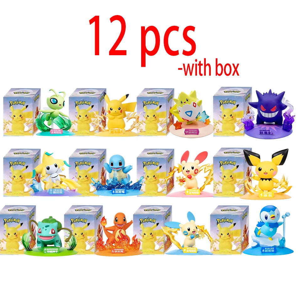 12 style Pok é mon Action Dolls Pikachu Blind Box Anime Models Desktop Decorations Pok é mon Toys Children's Birthday Gifts