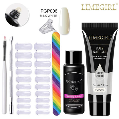 LIMEGIRL Set Poly Nail Gel for Extension Gel Set Manicure Acryl Gel Varnish Set 15ML Acrylic Liquid Nail Art Nail Kit UV Gel Kit