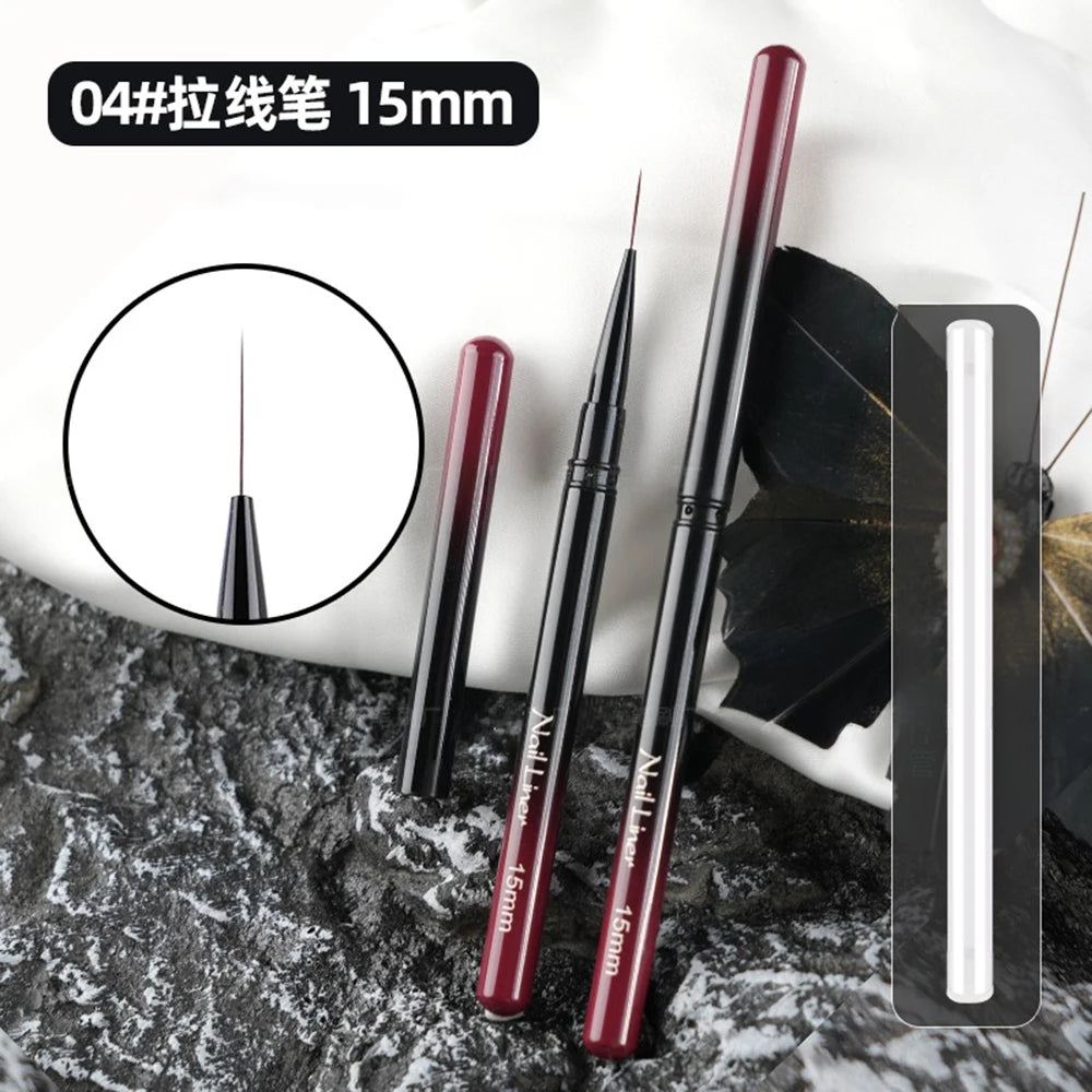 Extra Fine Nail Brushes Liner 6/9/12/15/18mm Design Brushes for Gel Painting Thin Long Lines Details Drawing Pen DIY Line Pen