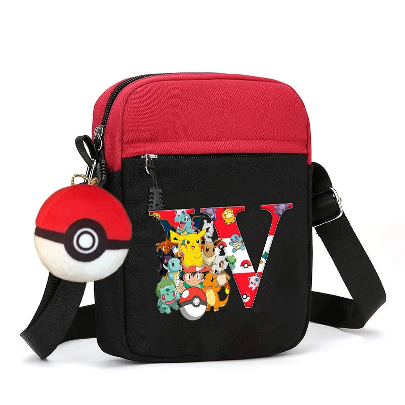 Cute Pokemons Letter A-Z Chest Packs Anime Pikachus Boy Girl Daily Travel Phone Pouch Shoulder Bag Outdoor Sport Crossbody
