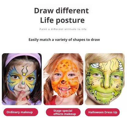 Black White Red 30G Monochromatic Water Solubility Body Makeup Face Paint with Brushes for Halloween Christmas Masquerade Party
