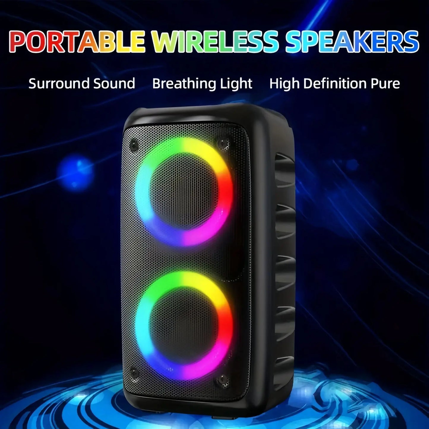 Karaoke Radio FM Bluetooth Speaker Portable Wireless With Microphone Lamp Machine Caixa De Som Sound Box Music Subwoofer LED TWS