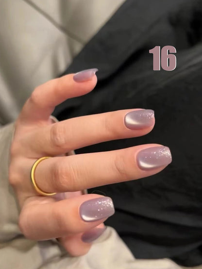 MIANEL 12ML Glass Bead Cat Eye Gel Nail Polish Flash White Spar Nude Color Magnetic Nail Polish White Nails Summer Nails 1-12pcs