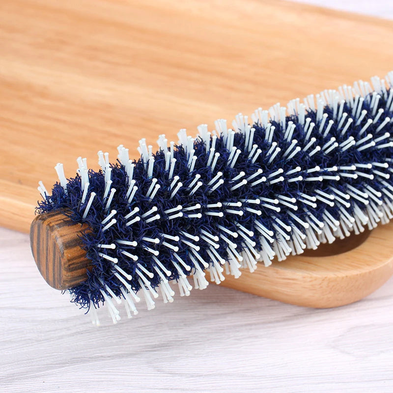 Wood Handle Round Rolling Brush Boar Bristle Nylon Hair Comb Anti Static Brush Straight Twill Hair Comb Hairdressing Tool