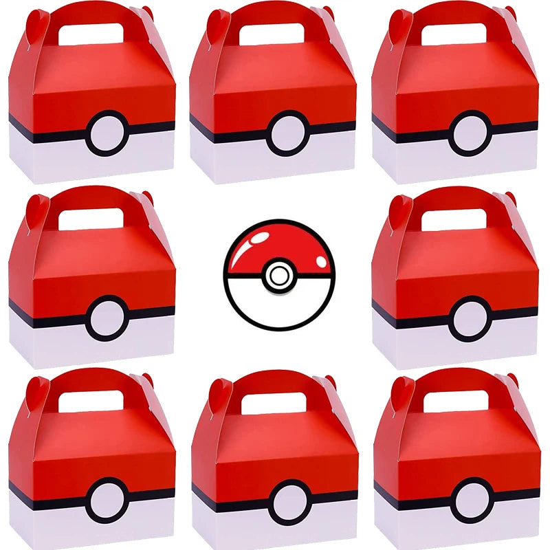Pokemon Party Favors Birthday Party Decorations Pikachu Paper Gift Bags Handle Candy Box Baby Shower For Kids Supplies Gifts