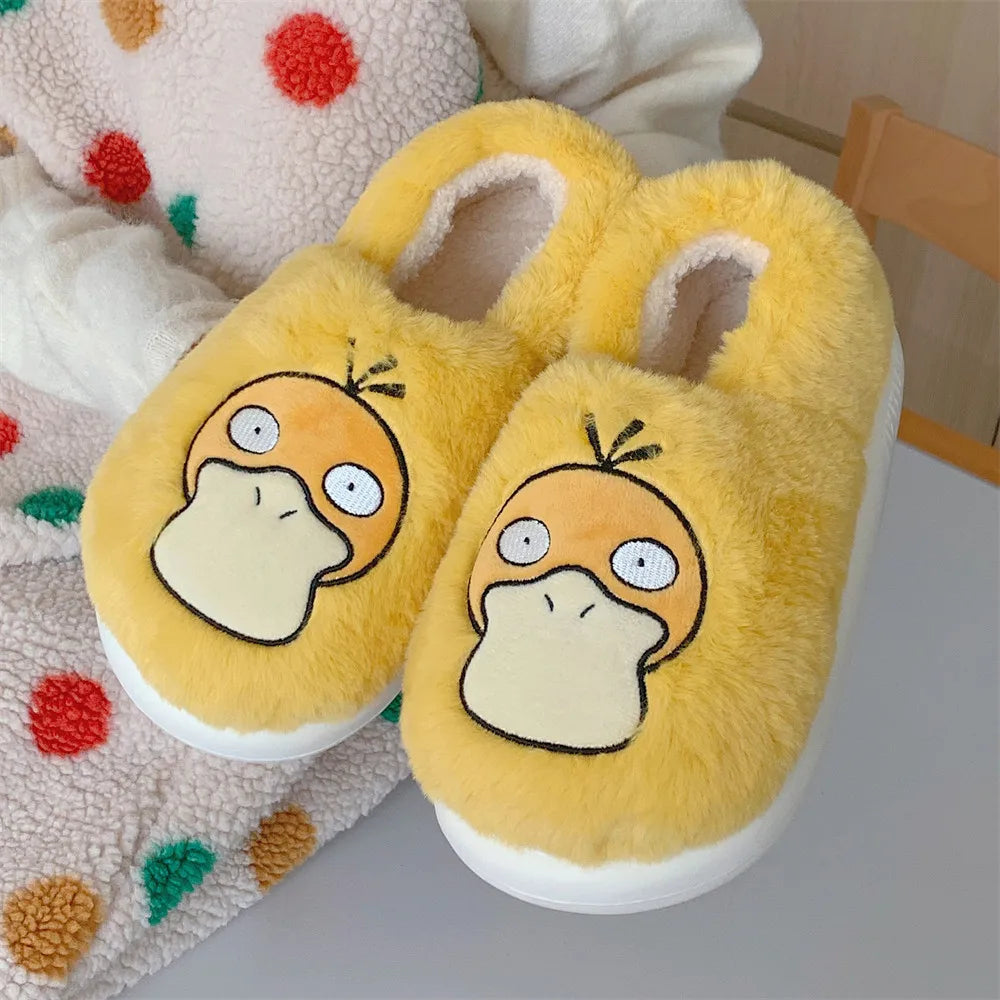 Pokémon Genuine Bulbasaur Indoor Fall and Winter Plus Velvet Warm Soft-soled Comfortable Cotton Slippers for Men and Women