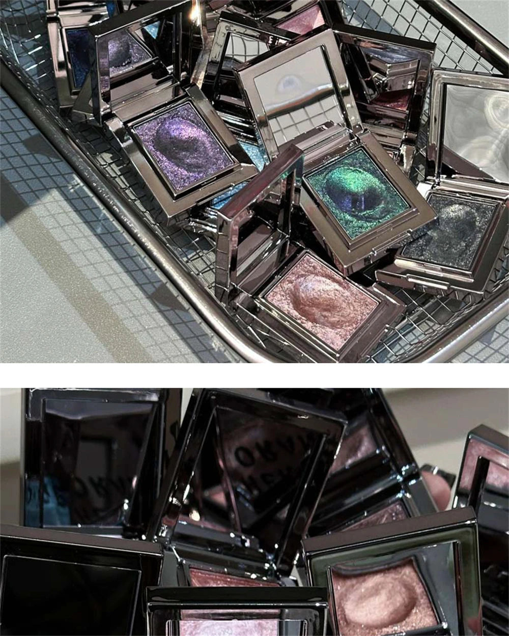 Metallic Glitter Eyeshadow Cream Sparkling Mousse Shimmer Highlighter Pressed Pigments Punk Purple Pearlescent Eyeshadow Palette