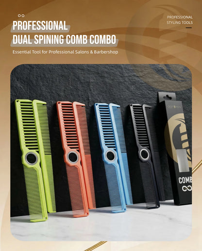 2Pcs NEW Professional Barber Dual Spining Comb Wide and Fine Tooth Cutting Comb Taper Comb for Salon Hairdressing Accessories