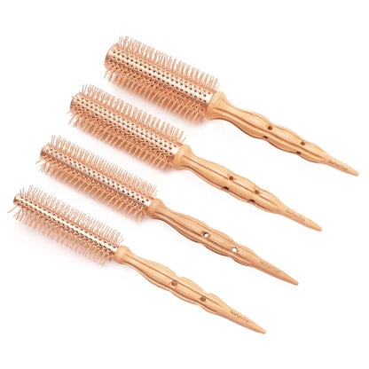 Professional Wood Round Curly Combs For Women Hairdressing Massage Brush Salon Barber Aluminum Tube Hair Styling Comb New Type
