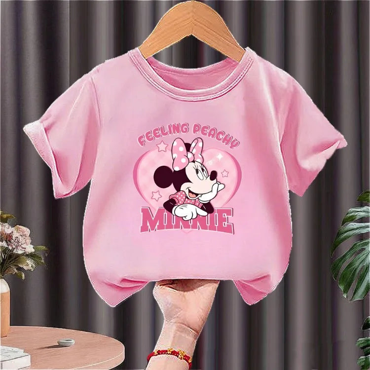 Girls' Minnie Mouse "Love Music" Summer T-Shirt: Breathable Short Sleeve Disney Tee