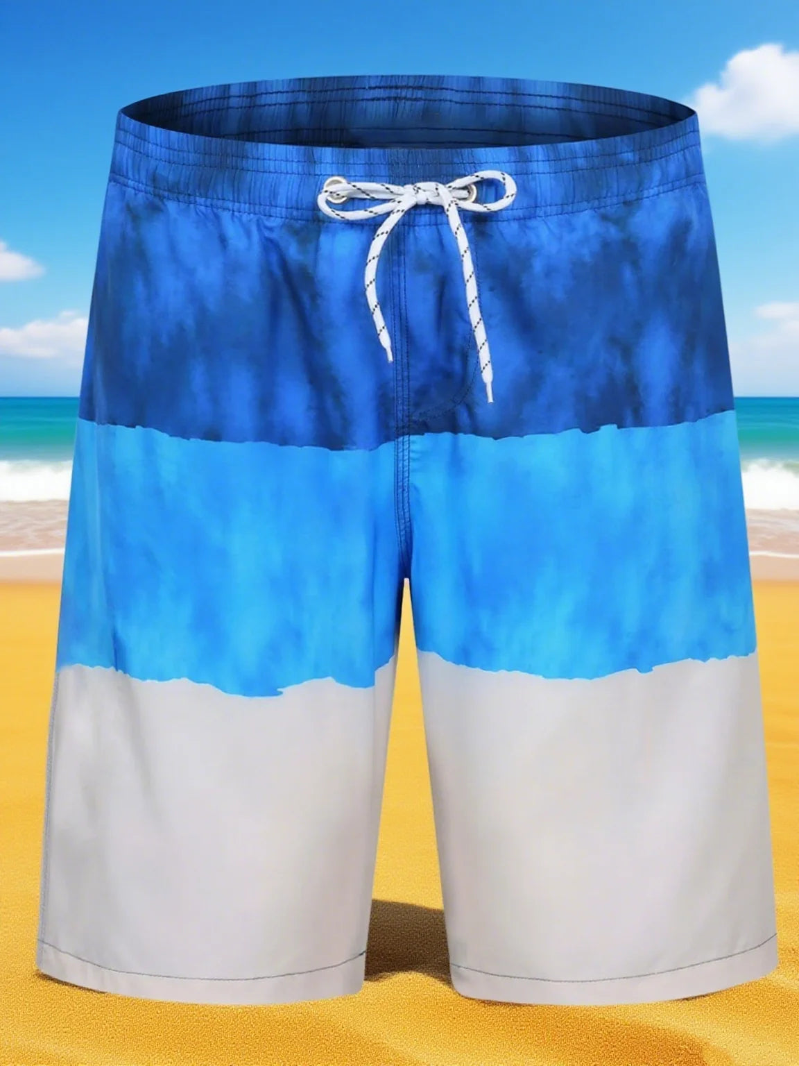 Gradient Stripes Graphic Swim Trunks For Men Colorful Splicing 3D Printed Short Pants Summer Hawaii Surf Swimsuit Beach Shorts