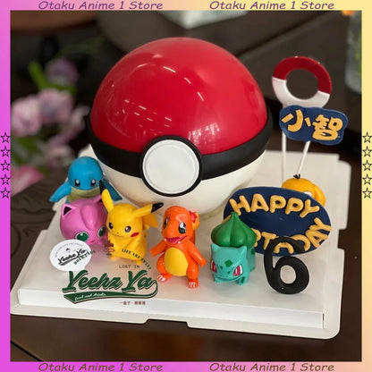 13PCS/SET Pikachu Cake Topper Decoration Boy Girl Happy Birthday Cute Poke Boll Vinyl Anime Figure Cake Ornaments Bake Supplies