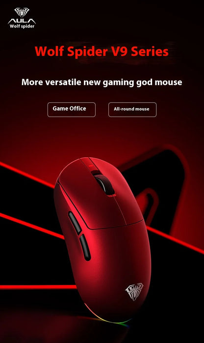 AULA V9 V9+ Wireless Mouse Tri Mode Bluetooth Lightweight Mouse E-sports Gaming Mice Esports Gaming Mice PC Accessories Gifts