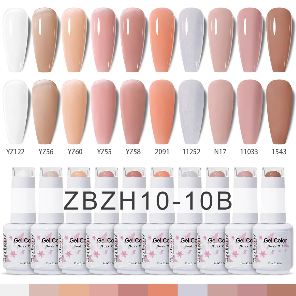 Clou Beaute 10/12/20/24pcs Gel Nail Polish Set Color 15ml White Glass Bottle Nail Art Kit Semi Permanent Gellack Nail Varnish
