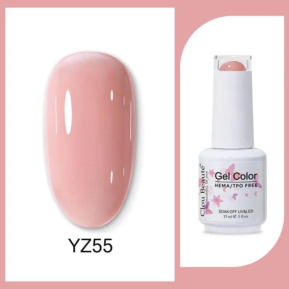 Clou Beaute 15ml Red Black White Green Neon Gel Nail Polish Base Top Coat Velvet Top 400 Colors Semi Permanent Gel Nail Varnish