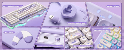YUNZII C98 Wireless Mechanical Keyboard, 99-Key Hot Swap Gasket Keyboard with Numpad, Custom RGB Backlight,Cute Keeb for Win/Mac