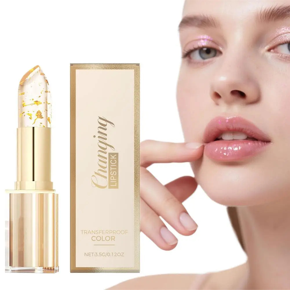 Gold Foil Temperature Color Changing Lipstick: Hydrating Lip Repair & Glossy Shine