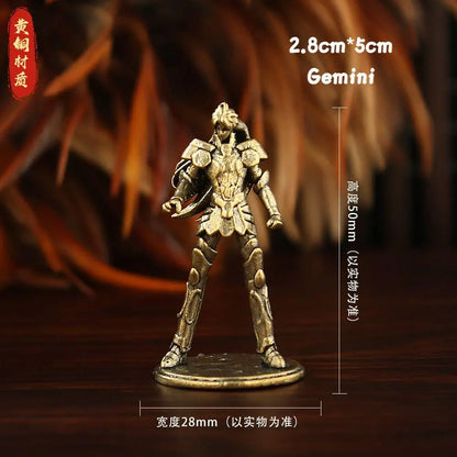 Golden Gold Saints Mini Figures Set Brass Style Anime Collectible Statues Luxury Desk Decor Gift for Anime Fans