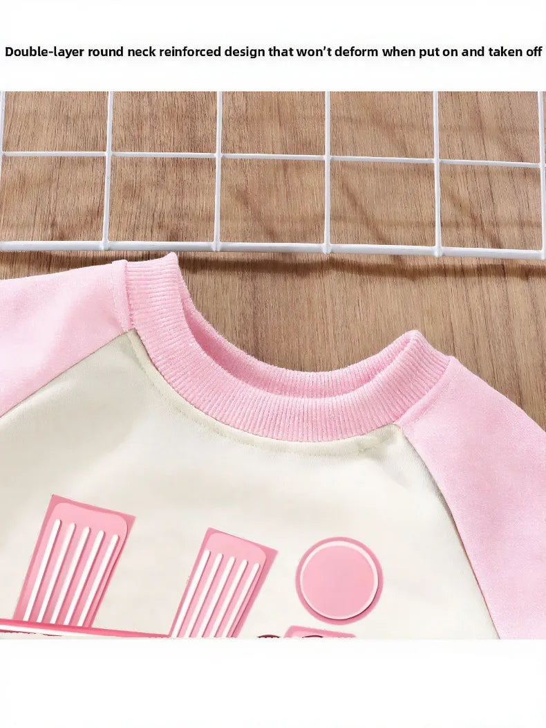 Minnie Printed Girls Fashion O Neck Hoodies Disney Children Casual Sweatshirts Spliced Long Sleeve Kids Spring and Autumn Tops