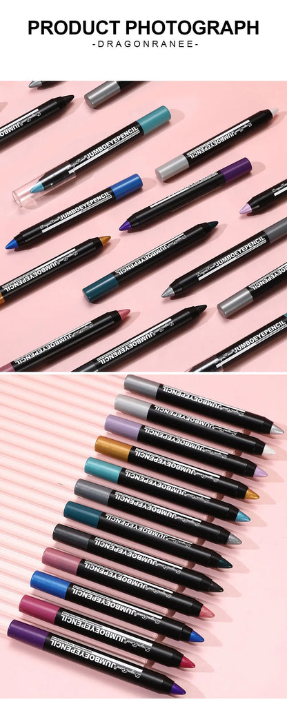 Smoky Dark Green Eyeshadow Pencil Stick Waterproof Pearlescent 12 Colors Metallic Glitter Eye Shadow Highlighter Pen Makeup Tool