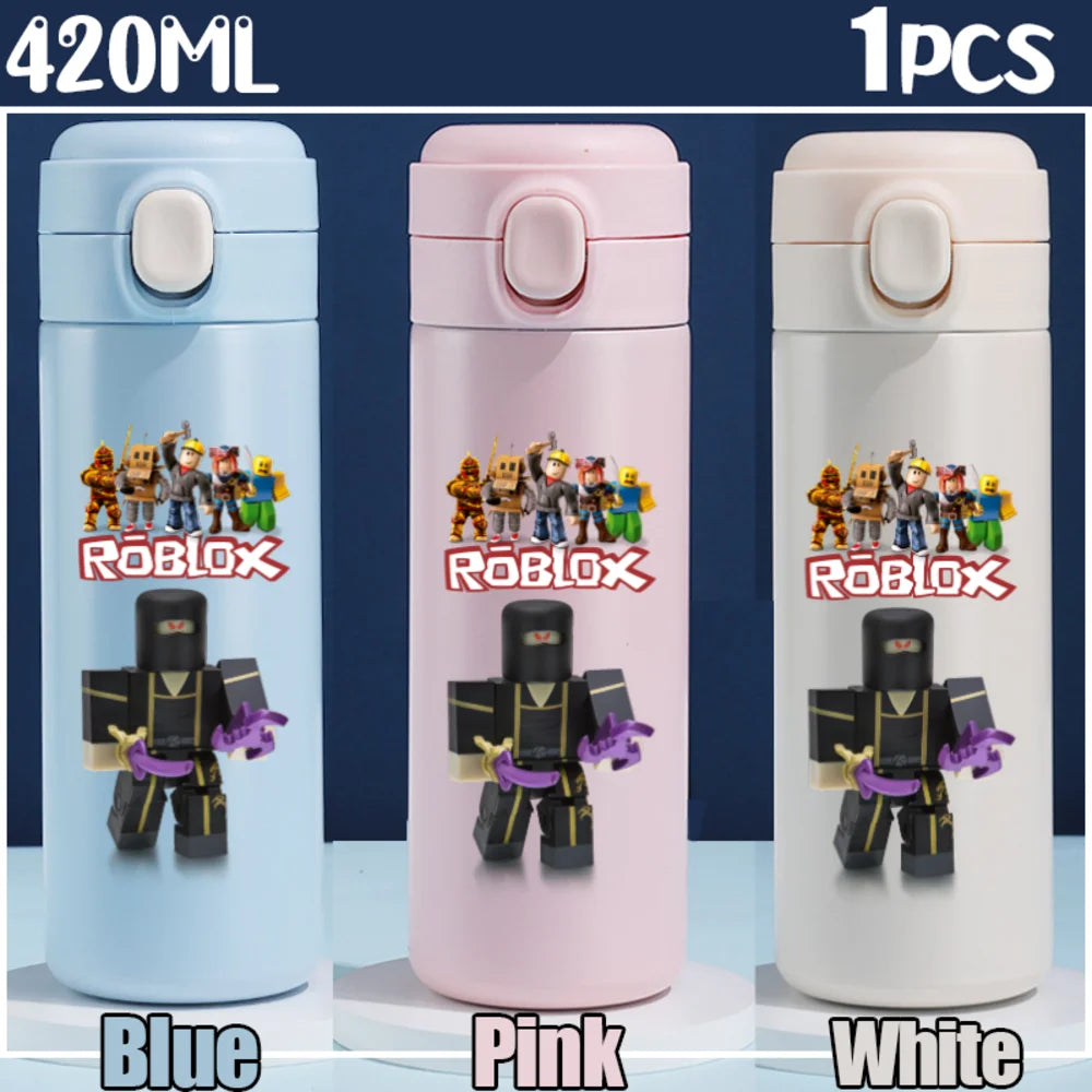Roblox Anime Water Bottle DynaBlocks 304 Stainless Steel Thermos Cup 420ML Gourde Game Straight Drinking Cup Holiday Gifts