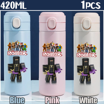 Roblox Anime Water Bottle DynaBlocks 304 Stainless Steel Thermos Cup 420ML Gourde Game Straight Drinking Cup Holiday Gifts
