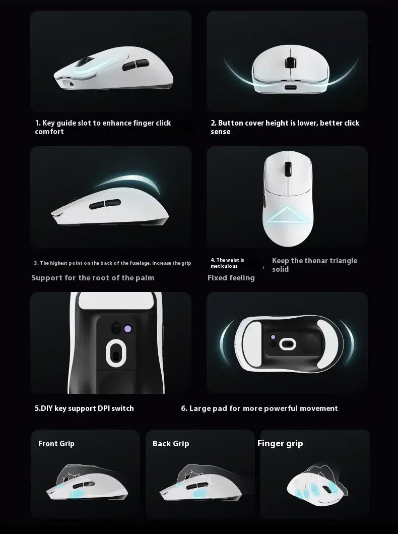 Rapoo VT0 MAX Wireless Gaming Mouse PAW3950 PAW3398 Nordic54L15 Chip Dual 8KHz 45000DPI Ergonomic FPS Gaming Mouse for PC Gamer