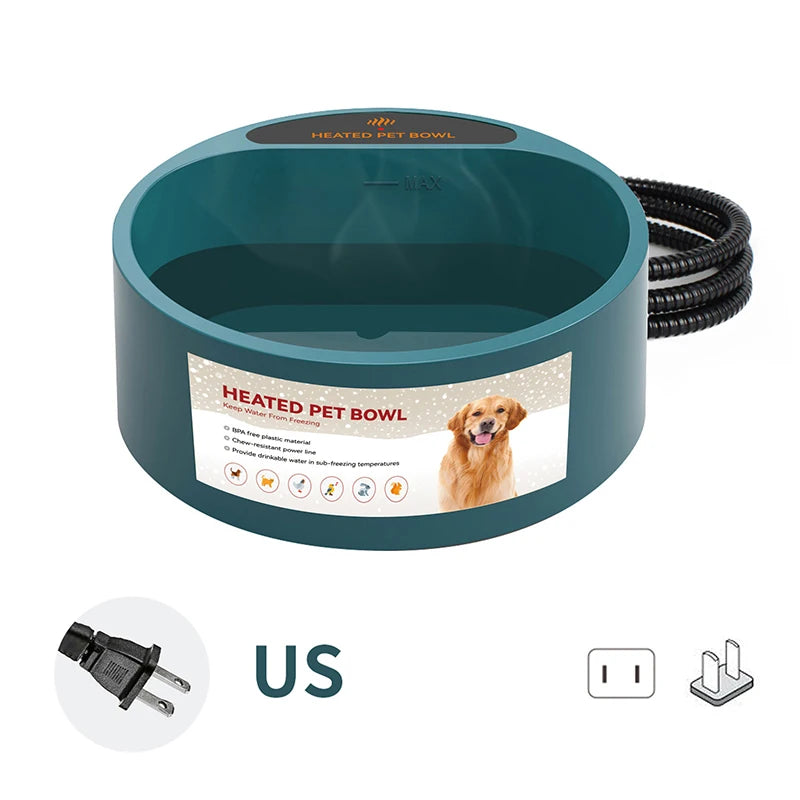 Dog Heated Water Bowl Pet Thermostatic Dog Bowl for Cats Dogs Chicken Birds Outdoor Winter Dog Bowl 2.2L Water Bottle