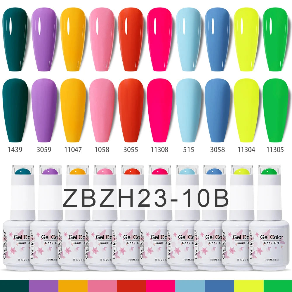 Clou Beaute 10/12/20/24pcs Gel Nail Polish Set Color 15ml White Glass Bottle Nail Art Kit Semi Permanent Gellack Nail Varnish