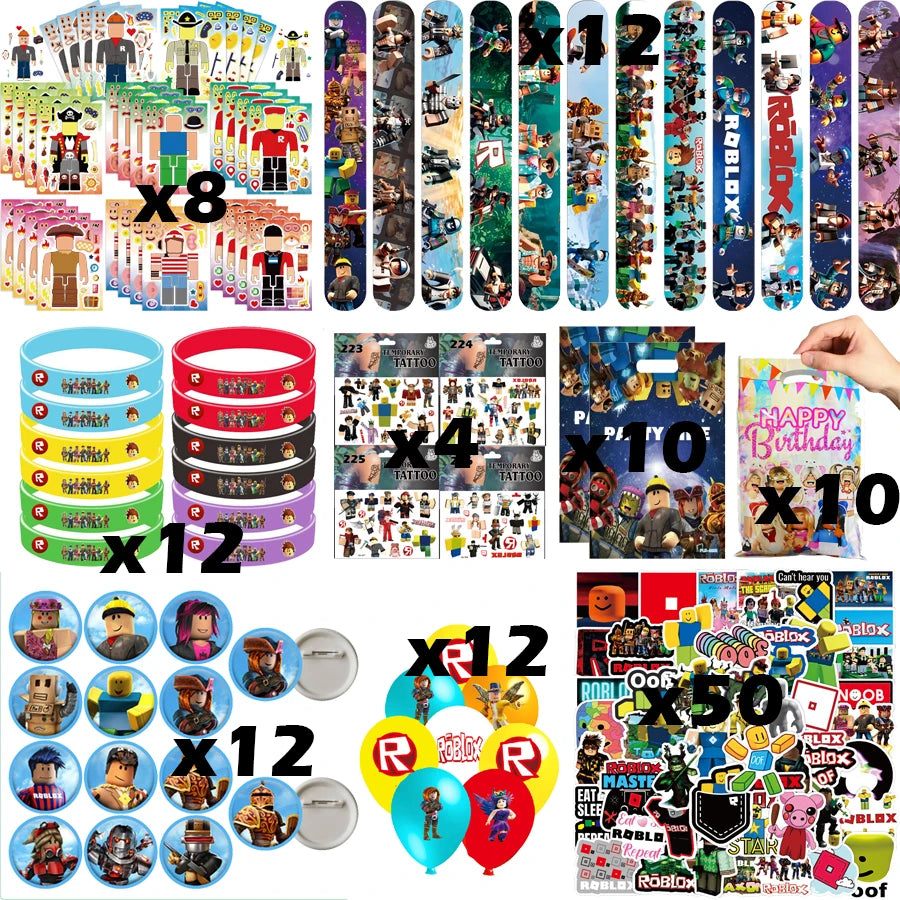 Hot Roblox Party Favors Gifts Slap Bracelets Stickers Goodie Bag Fillers Supplies Children's Birthday Souvenirs Decoration Toys