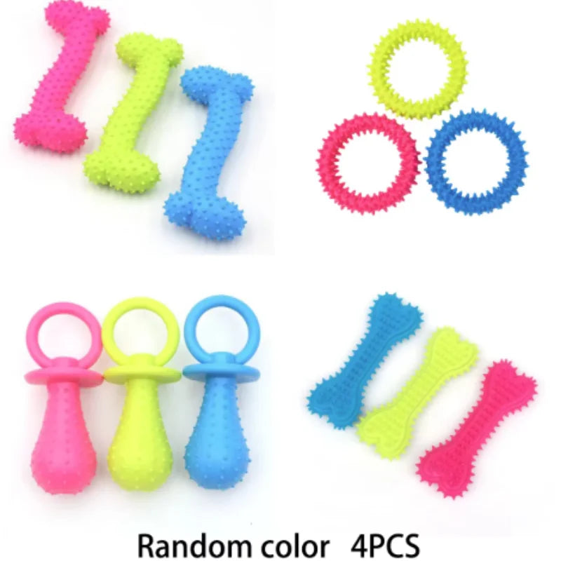 Pet Chew Toy Soft Rubber Bite-resistance Bone Shape Teeth Grinding Chewing Toys for Small Dogs Training Pet Supplies