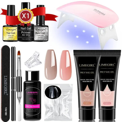 LIMEGIRL Nail Extension Gel Set With UV LED Lamp Quick Extend Mold Nail Kit Gel Set Vernis Semi Permanent For Manicure Set