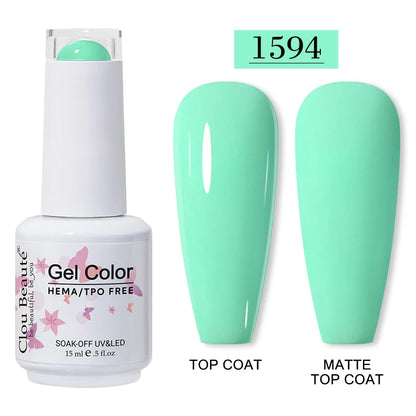 Clou Beaute 15ml Red Color Gel Polish Vernis Semi Permanent UV Varnish Gel Nail Polish Hema TPO Free Nails Art Manicure TOP BASE
