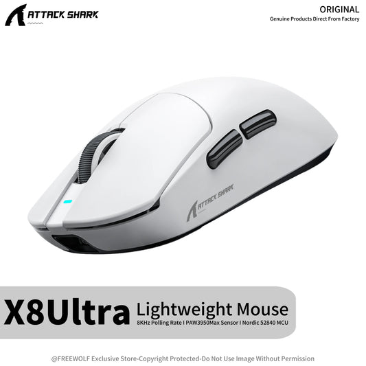 Attack Shark X8Ultra Gaming Mouse & Wireless 8K Receiver,Bluetooth Wireless Connection,PAW3950MAX Sensor,42000DPI,Type-C