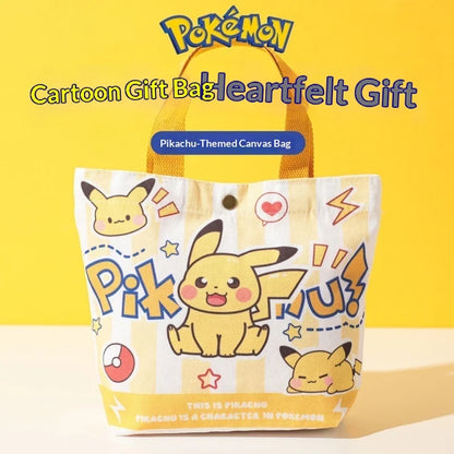 Cute Pokemon Pikachu Canvas Tote Bag Cartoon Anime Shopping Bag Reusable Lightweight school Portable Bag Daily Travel Gift Bag