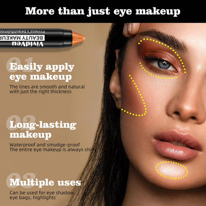 VividVeu 6 Colors Shimmer Earth Tone Eyeshadow Stick Set, Long-Lasting Cream Metallic Eye Shadow Pencil.
