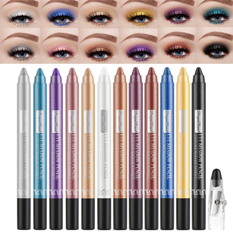 Metallic Blue Pearlescent Eyeshadow Pencil Stick Lasting Waterproof Smoky Glitter Grey White Purple Eye Shadow Highlighter Pen