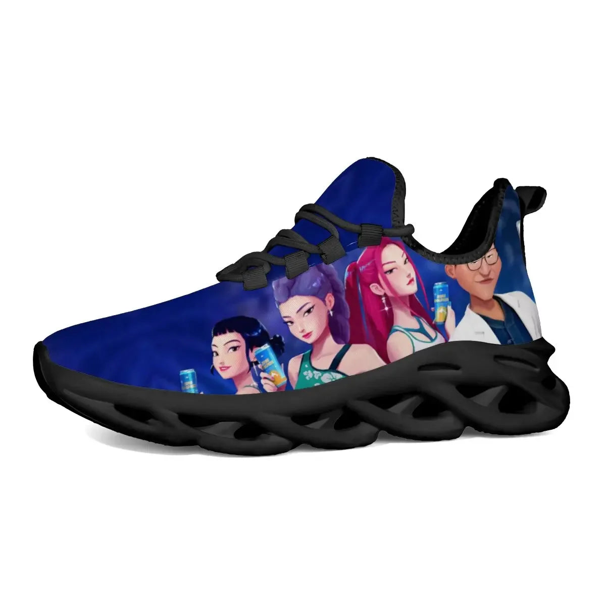 Children's Parent-child Shoes for Spring Cartoon Character Print Lightweight Sneakers Breathable Flat Heel Lace-up Casual Shoes