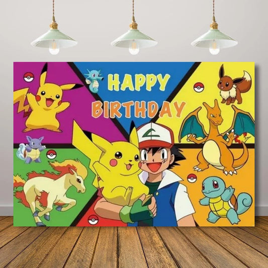 Pikachu Photography Backdrop For Kids Birthday Party Supplies Background Cake Table Decor Banner Room Decoration Poster
