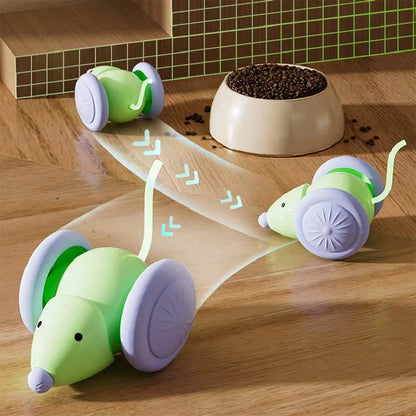 Interactive Cat Toys Colorful LED Electric Mouse Automatic Teaser Kitten Toy Intelligent Obstacle Avoidance Pet Toy USB Charging