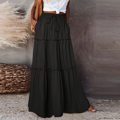 Women’s Boho Maxi Skirt: High-Waisted A-Line Tiered Long Skirt
