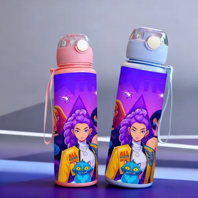 Kids' K-Pop Demon Hunters Portable Water Bottle: 3D Printed Leak-Proof Drinkware