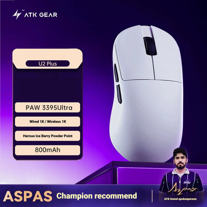 NEW ATK U2/V2 PAW3950 8K Wireless Gaming Mouse 3mode Double 39g Lightweight E-Sport Mouse Custom Accessory Computer Office Work