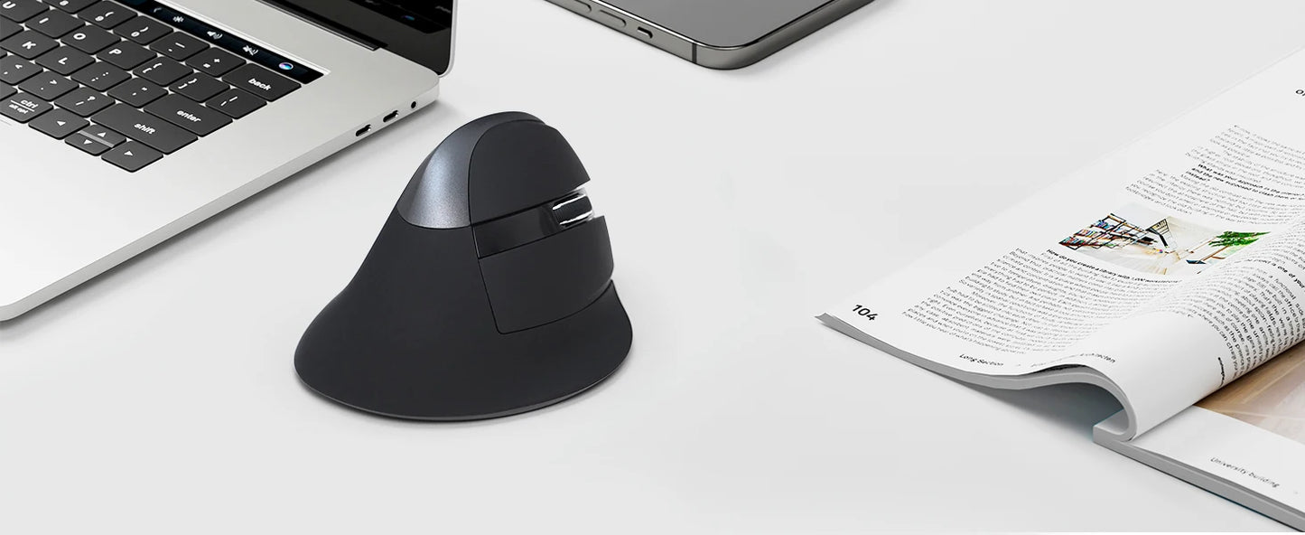 Delux M618 Mini Ergonomic Mouse Gaming Wireless Vertical Mouse Bluetooth 2.4GHz Rechargeable 4000dpi Silent Mice for Office