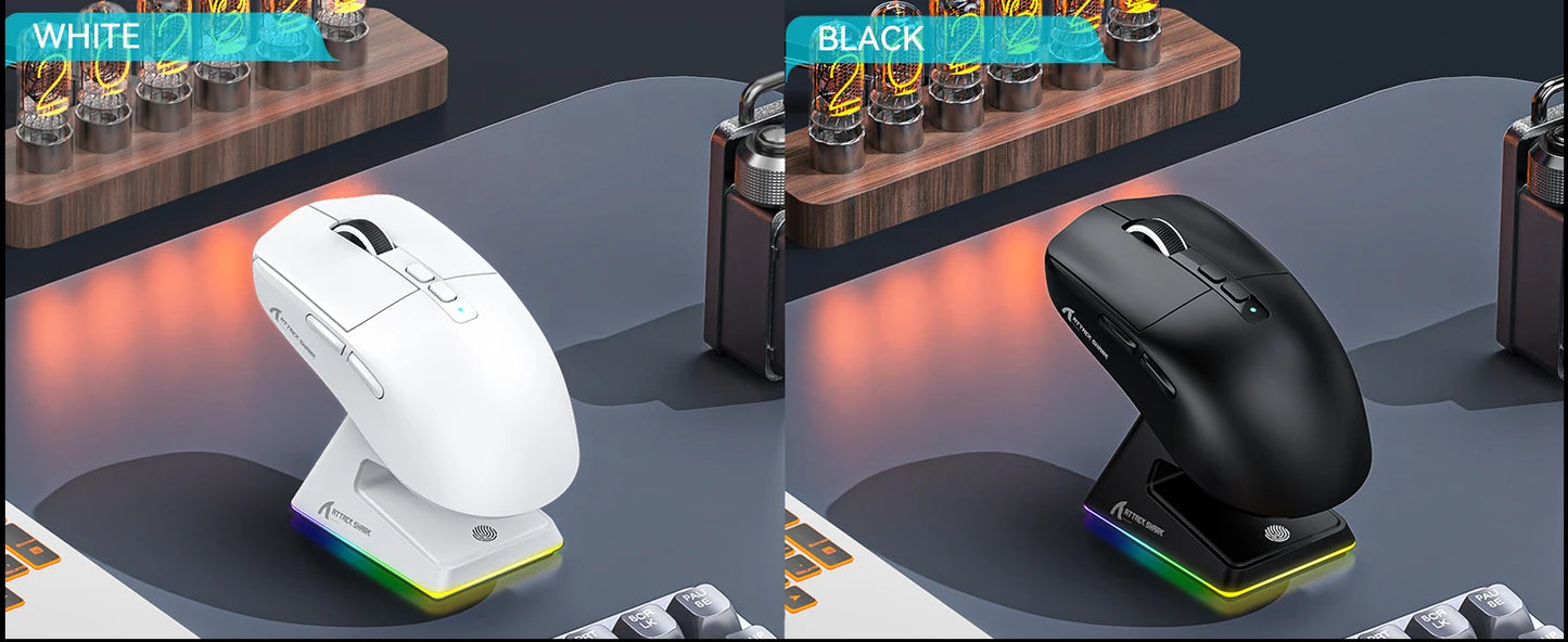 ATTACK SHARK X6 Lightweight Wireless Gaming Mouse with RGB Backlight Charging Base,Tri-Mode,26K DPI, PAW3395 Optical Sensor